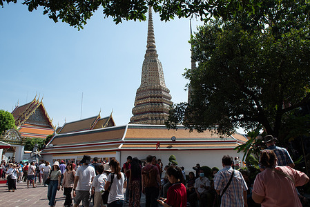 Thai tourists and foreigners Visit the beauty inside Wat Phra Chetuphon Wimonmangkalaram Ratchaworamahawihan Or Wat Pho in Bangkok, Thailand on Sunday, January 7, 2024.