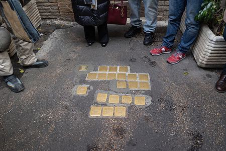 Placement ceremony of the stolpersteine dedicated to Settimio Della Rocca, in the Ghetto district of Rome