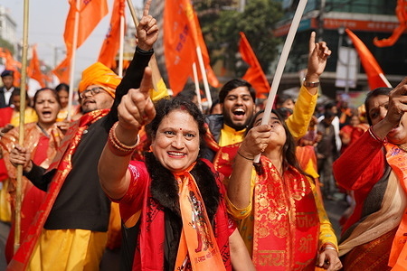 In a burst of color and festivity, Kolkata witnessed a lively rally celebrating the inauguration of the Ram Mandir in Ayodhya and the Pran Pratishtha of Shri Ram Murti by Indian Prime Minister Narendra Modi. The streets of the city were filled with thousands of participants, led by Shubhendu Adhikari, the Leader of Opposition in the Government of West Bengal.
The rally, adorned with banners and cultural displays, showcased the diversity and unity of the people, transcending religious and cultural boundaries. Prime Minister Modi's message of harmony resonated through the vibrant event, emphasizing the importance of shared values.
As the procession wound its way through the city, it became a visual spectacle, capturing the spirit of the celebration and underlining the cultural richness of India. The colorful rally symbolized not just a religious event but a collective celebration of the nation's cultural mosaic.
