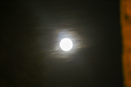 La Belga Baja, Spain, 25th January, 2024: View of the first full moon of 2024 during the first full moon of 2024 called wolf moon, on January 25, 2024, in La Belga Baja, Spain.