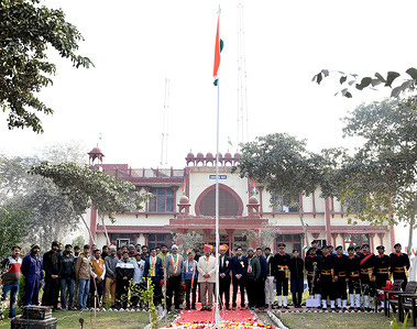 Flag Hoisting at Bharat Petroleum Corporation Limited Bikaner Territory by Puneesh Kumar Soti Territory Managerduring the celebration of 75th Republic Day.