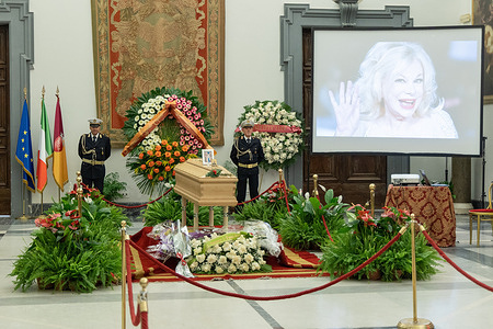 Funeral home inside the Sala della Protomoteca del Campidoglio for the Italian actress Sandra Milo who died yesterday at the age of 90