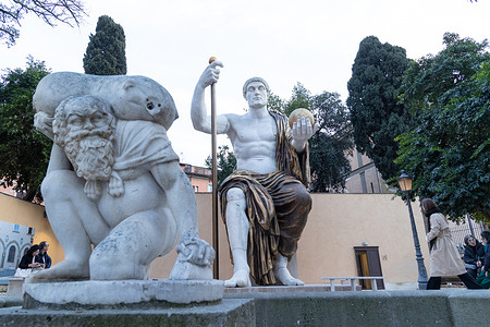 View of reconstruction of the colossal statue of Constantine inside Villa Caffarelli in Rome