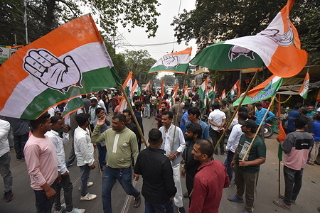 The Indian National Congress organizes a protest march from Subodh Mullick Square to Kolkata Police Headquarters at Lalbazar, condemning purported unrest and reported rapes of women in Sandeshkhali, Sundarbans, alongside perceived failures of police administrations. The party vehemently demands the arrest of Shaik Shajahan, a local Trinamool Congress leader, and other TMC members implicated in the incidents. As echoes of dissent reverberate in the streets, demonstrators stress the immediate necessity for justice and accountability. The rally underscores Congress's unwavering dedication to safeguarding the rights of all citizens and ensuring swift action against perpetrators.