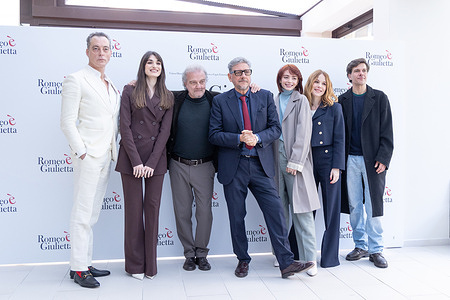 Cast attends the photocall of the film ' Romeo è Giulietta' at Hotel Visconti in Rome