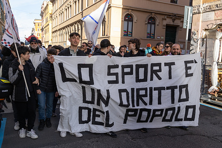 Demonstration in San Lorenzo district in Rome to defend the Palestra Popolare San Lorenzo