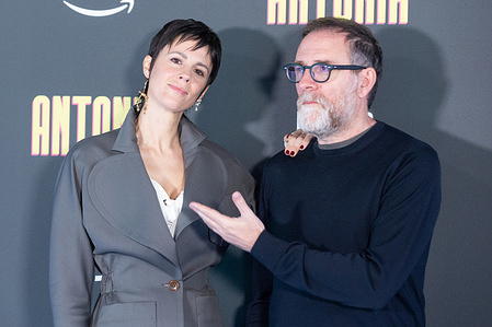 Actress Chiara Martegiani and Valerio Mastandrea attend the photocall of the TV series "Antonia" at Cinema Barberini in Rome
