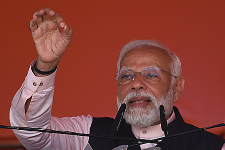Prime Minister Narendra Modi addresses during a public meeting at Arambagh in West Bengal. Modi said, West Bengal’s ruling Trinamool Congress had angered the people of the country for abusing women in Sandeshkhali where party strongman Sheikh Shahjahan stands accused of rape and land grab. At a rally in Arambagh, Modi ridiculed the Trinamool’s slogan ‘Ma, Mati, Manush’ (mother, land and people), and said those who banged that drum had also made people sad. “Raja Ram Mohan Roy’s soul must be weeping at this,” the Prime Minister said, invoking the 19th century reformer known for his efforts to abolish sati and child marriage.