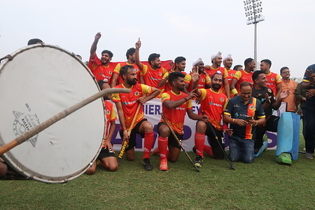 Kolkata Hockey League champion East Bengal. They won the trophy after defeating Calcutta Customs Club 5-2 in the last match of the group stage on Friday. Although the last two years did not get success, this time East Bengal is the winner. They won all the matches in the group.At the East Bengal Ground in Kolkata on March 16,2024.