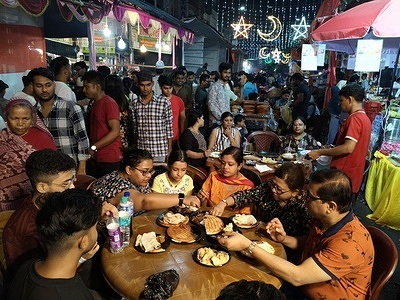 Peoples enjoy street foods at the Muslim Holy Ramadan Month in kolkata,India on March 17,2024.