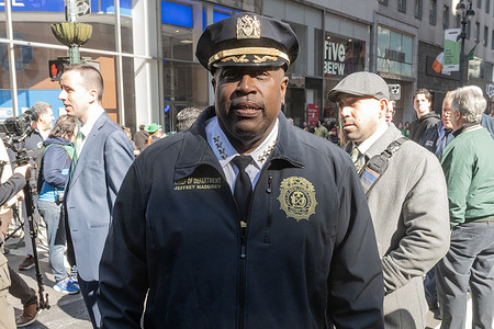 NYPD Chief of Department Jeffrey Maddrey attends annual St. Patrick's Day Parade on Fifth Avenue in New York