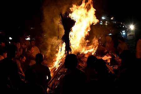 holika dahan being celebrated at a place in new delhi