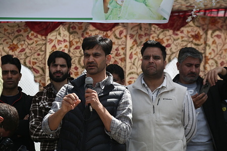 PDP leader Waheed Para held a youth convention in Bijbehara District Anantnag South Kashmir, India with a large turnout of workers.