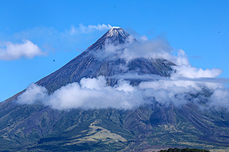 The majestic beauty of perfect cone Mt. Mayon seen from The Oriental Hotel in Legaspi City. Albay on April 1, 2024. The Oriental Hotel is one of the finest hotel in Lagaspi City, Albay owned by LKY group of companies. It is a first class hotel and it's the only kind hotel on the entire Bicol province. Perched on the hills of Taysan.