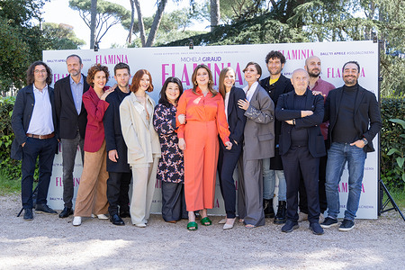 Cast and producers attend the photocall of the film 'Flaminia' at Casa del Cinema in Rome