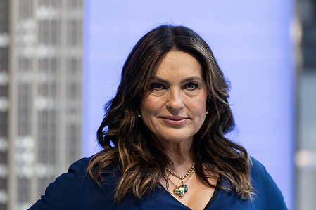 Mariska Hargitay attends ceremonial lighting of Empire State Building in New York in partnership with Joyful Heart Foundation in recognition of Sexual Assault Awareness Month and to commemorate 25th anniversary TV series season of Law & Order: Special Victims Unit.