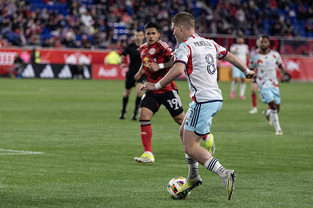 Chris Mueller (8) of Chicago Fire FC controls ball during MLS regular season game against Red Bulls at Red Bull Arena in Harrison, NJ. The game ended in goalless draw.