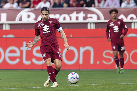 Italy, Turin, apriI 13 2024: Ricardo Rodriguez (Torino) pass shot in back court in the second half during soccer game Torino FC vs Juventus FC, Serie A 2023-2024 day 32 at Olimpico Stadium
Torino FC vs Juventus FC, Lega Calcio Serie A Tim 2023/2024 day 32 at Olimpico Stadium Grande Torino